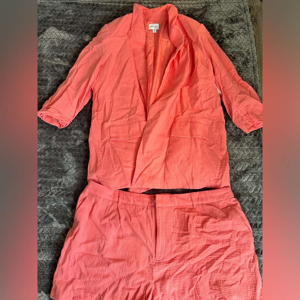 Coral Nine West Blazer Short Set